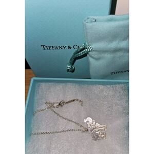 Tiffany & Co. 925 Happy Elephant Charm Pendant Necklace 16"